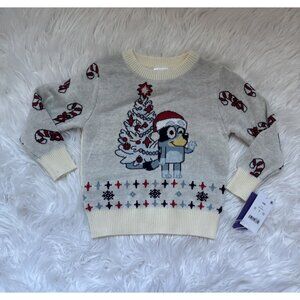 Bluey Christmas Tree Sweater Hooray Holiday Crew Neck Cream, Size 18 months